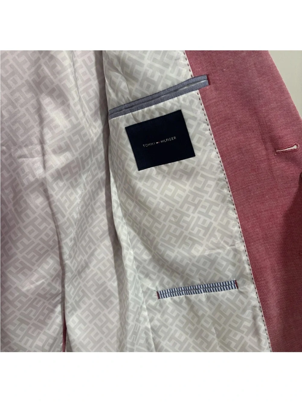 Tommy Hilfiger Men's 38R Sport Coat Blazer Pink/Red Cotton Two Button Preppy